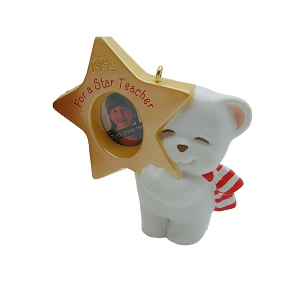 1993 Hallmark Keepsake Ornament Star Teacher White Bear Holiday or Gift Vtg NEW - Picture 2 of 11